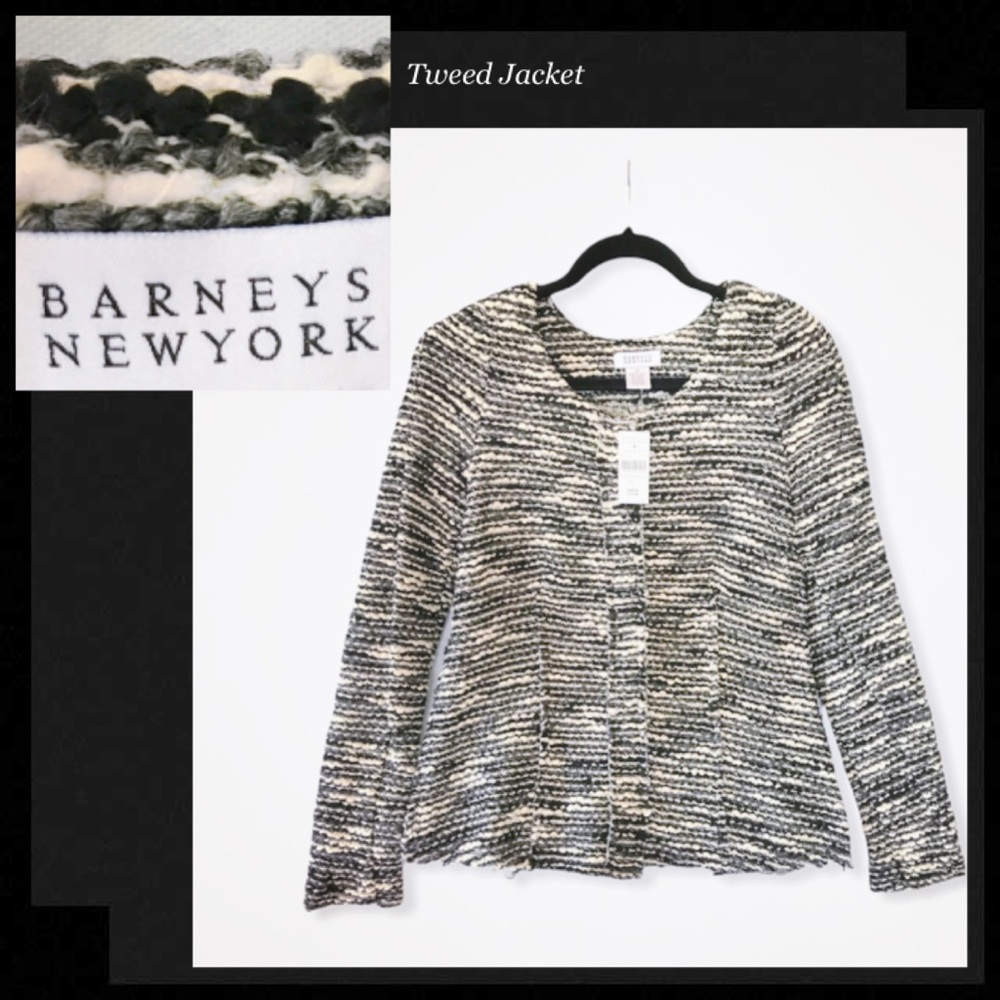 BARNEYS NEW YORK Contemporary Tweed Pattern Blazer